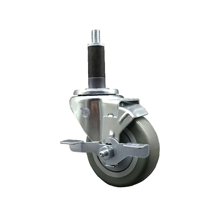 Service Caster 3.5'' SS Gray Poly Swivel 1'' Expanding Stem Caster with Brake SCC-SSEX20S3514-PPUB-TLB-1
